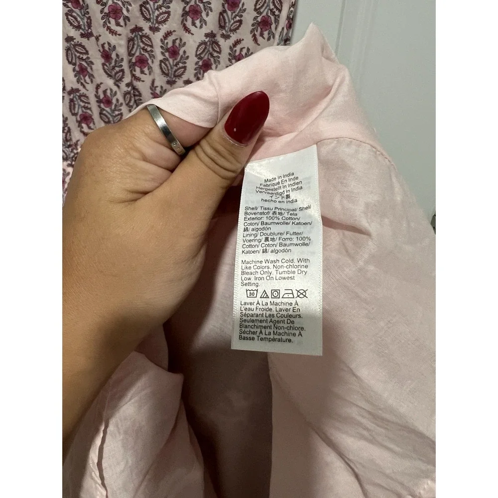 J. Crew Ruffle-Sleeve Cotton Midi Dress‎ Pink Floral Print Women's Size 2